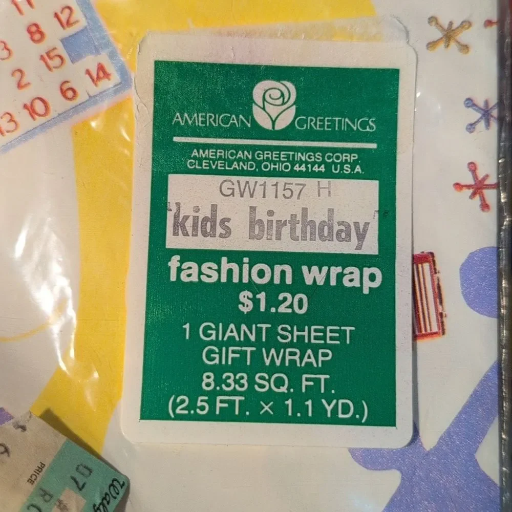 Vintage American Greetings School Theme Happy Birthday Kids‎ Wrapping Paper NIP